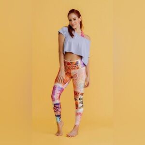 NIYAMA SOL Ladies Women’s Size Extra Small Pink & Orange Leggings Yoga P…